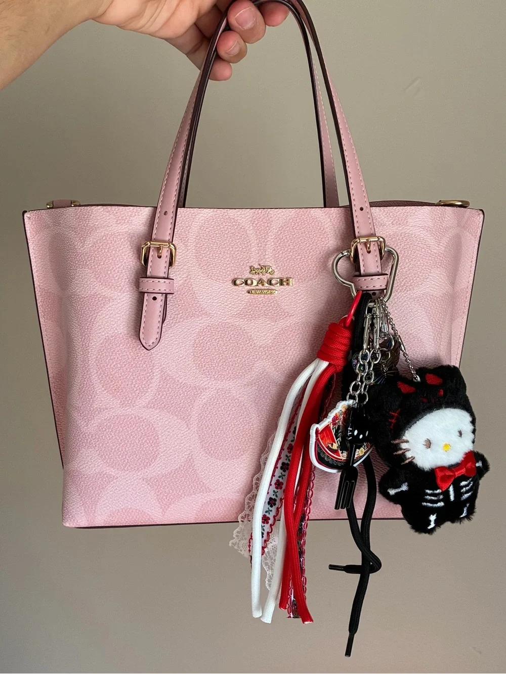 Halloween Hello Kitty Skeleton Plush Keychain Bag Charm